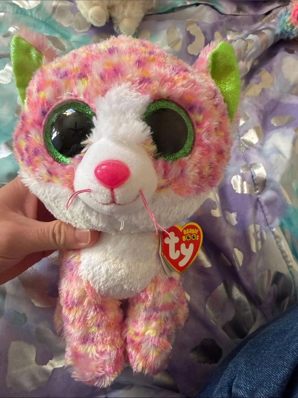 Ty Plush Rainbow Multicolor Small Pets Set - White, Pink, Green, Blue
